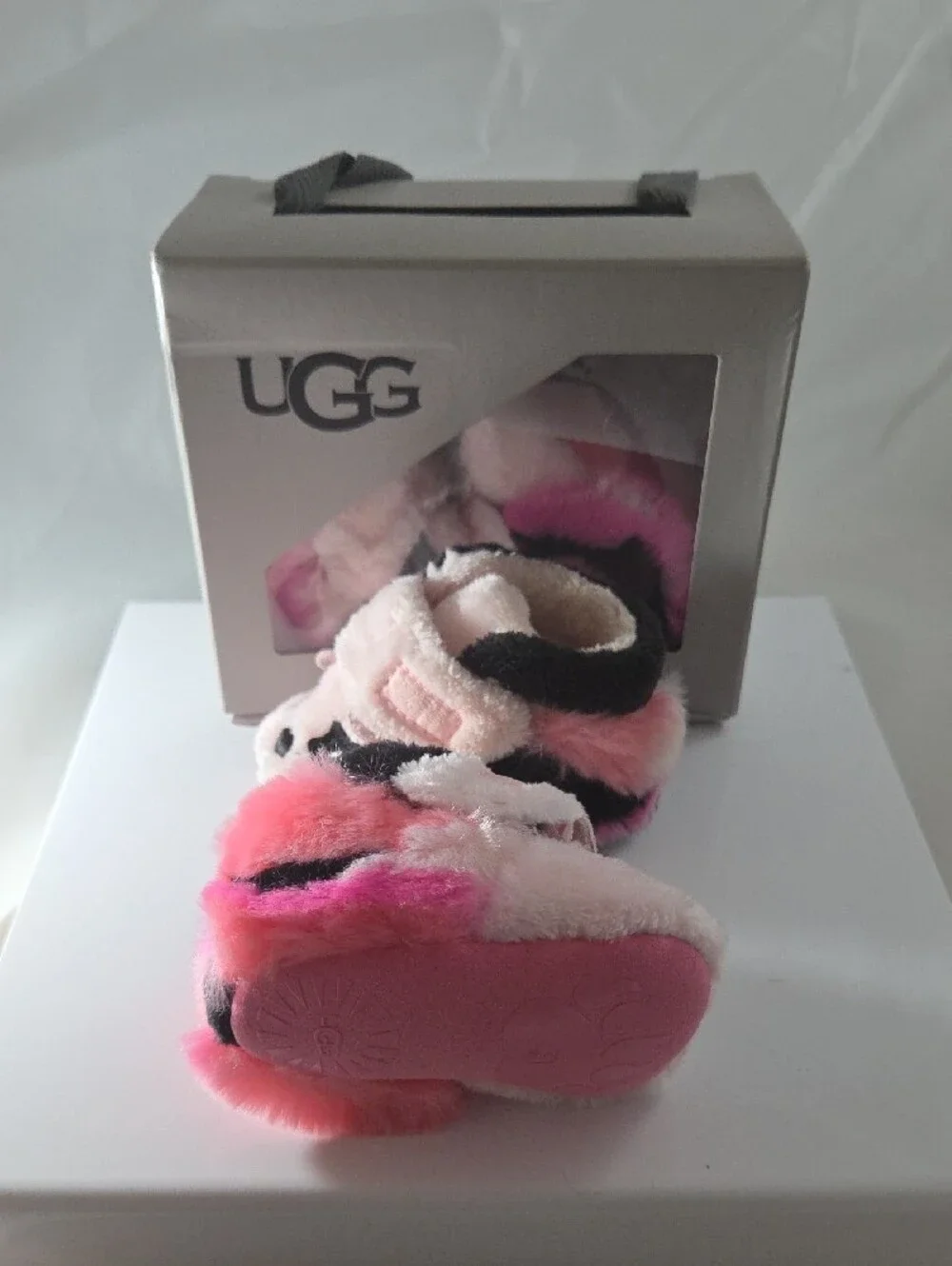 UGG Kids Pink Panda Plush Slippers